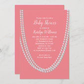サンゴと真珠のベビーシャワー招待状白 招待状 (正面/裏面)