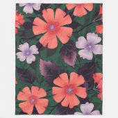 サンゴと紫のフローラと暗離れ色 フリースブランケット (正面)