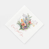 サンゴと紫色のワイルドフラワーブライダルシャワー スタンダードランチョンナプキン (角)
