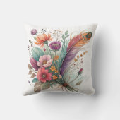 サンゴと緑の羽と花 クッション (裏面)