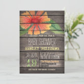 サンゴと緑の花の木素朴の赤ちゃんシャワー 招待状 (スタンド正面)