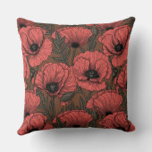 サンゴと茶色のケシ畑 クッション (裏面)