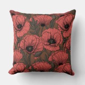 サンゴと茶色のケシ畑 クッション (正面)