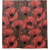 サンゴと茶色のケシ畑 シャワーカーテン (正面)