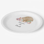 サンゴと貝殻のビーチウェディング ペーパープレート (アングル)
