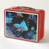 サンゴと遊藻の間の海洋動物 メタルランチボックス (正面)