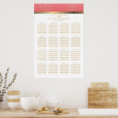 サンゴと金ゴールドのハート- 16座席表 ポスター (キッチン)