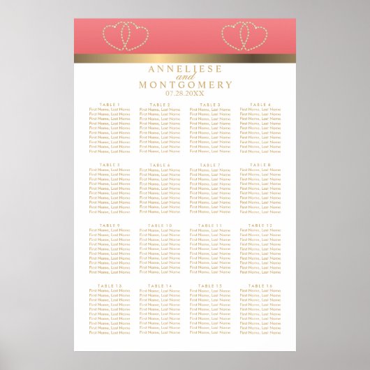 サンゴと金ゴールドのハート- 16座席表 ポスター (正面)