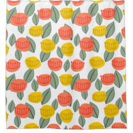 サンゴと金ゴールドの花 シャワーカーテン