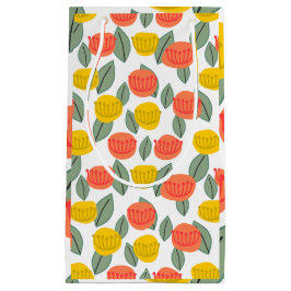 サンゴと金ゴールドの花 スモールペーパーバッグ