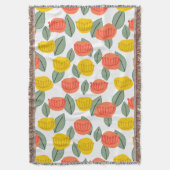 サンゴと金ゴールドの花 スローブランケット (正面縦)