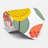 サンゴと金ゴールドの花 ネクタイ (ロール)