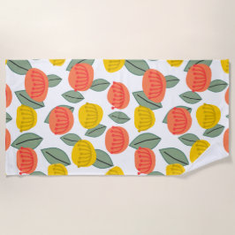 サンゴと金ゴールドの花 ビーチタオル