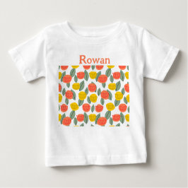 サンゴと金ゴールドの花 ベビーTシャツ