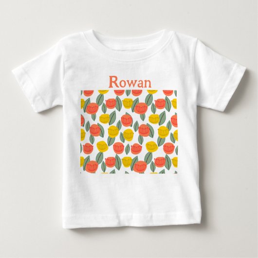 サンゴと金ゴールドの花 ベビーTシャツ (正面)