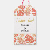 サンゴと金ゴールドの葉熱帯サンキュー結婚ズ ギフトタグ (正面)