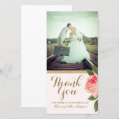 サンゴと金ゴールドグリッターサンキューフォトカード(4x8) サンキューカード (正面/裏面)