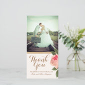 サンゴと金ゴールドグリッターサンキューフォトカード(4x8) サンキューカード (スタンド正面)