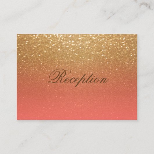 サンゴと金ゴールドグリッター結婚披露宴 エンクロージャーカード (正面)