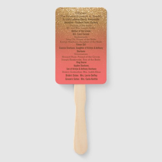 サンゴと金ゴールドグリッター – プログラム ハンドファン (裏面)