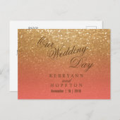 サンゴと金ゴールドグリッター- RSVP ポストカード (正面/裏面)