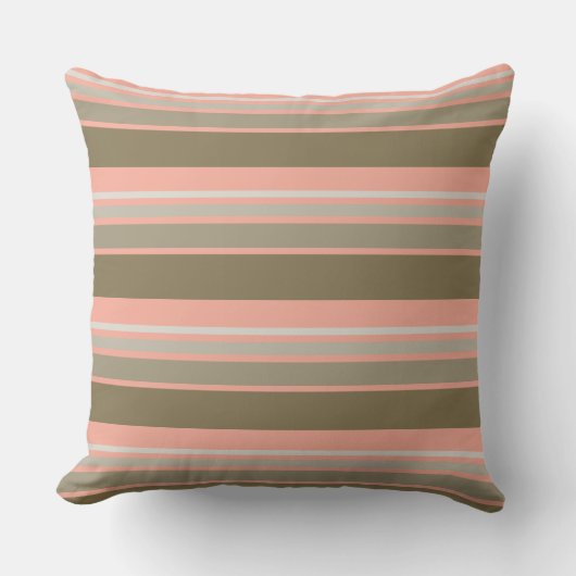 サンゴと金ゴールドストライプ クッション (正面)