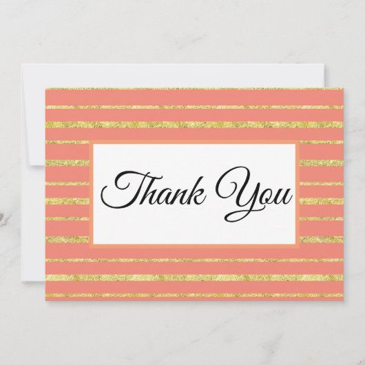 サンゴと金ゴールドストライプ サンキューカード (正面)