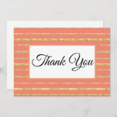 サンゴと金ゴールドストライプ サンキューカード (正面/裏面)