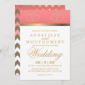 サンゴと金ゴールドハート-招待状 招待状 (正面/裏面)