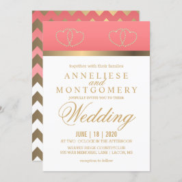 サンゴと金ゴールドハート-招待状 招待状