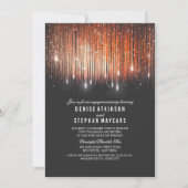 サンゴと金ゴールド婚約パーティのストリングライト 招待状 (正面)