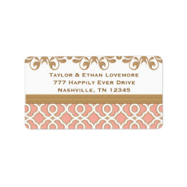 サンゴと金ゴールド差出人住所ラベルカスタム ラベル