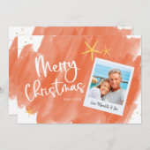 サンゴと金ゴールド熱帯水カラークリスマスカード (正面/裏面)