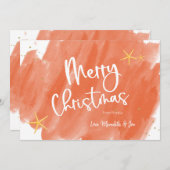 サンゴと金ゴールド熱帯水カラークリスマスカード (正面/裏面)