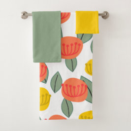 サンゴと金ゴールド花風呂タオルセット バスタオルセット