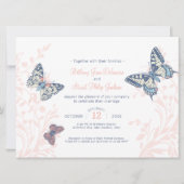 サンゴと青い蝶がアートを結婚染めた 招待状 (正面)