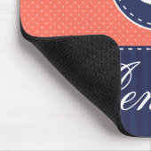 サンゴと青のいかりデザインカスタマイズ可能な名前 マウスパッド (コーナー)