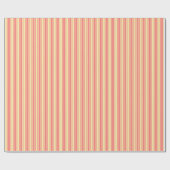 サンゴと黄色のキャンディストライプー ラッピングペーパー (フラット)
