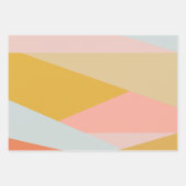 サンゴと黄色の幾何モダン学色ブロック  ラッピングペーパーシート (正面2)