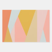 サンゴと黄色の幾何モダン学色ブロック  ラッピングペーパーシート (正面)