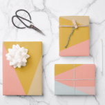 サンゴと黄色の幾何モダン学色ブロック ラッピングペーパーシート<br><div class="desc">抽象芸術ジオメトリデザイン(パステ自然ルカラーの折り返し紙シート)</div>