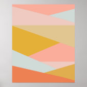 サンゴと黄色の幾何モダン色ブロック ポスター (正面)