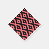 サンゴと黒のダイヤモンドパターン スタンダードカクテルナプキン (角)