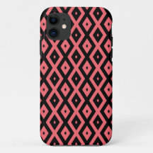 サンゴと黒のダイヤモンドパターン