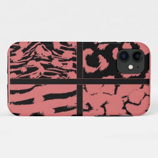 サンゴと黒の野生動物のパターン Case-Mate iPhoneケース (裏面(横))