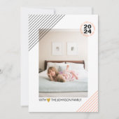 サンゴと黒ストライプの2021年新年金ゴールド写真 シーズンカード (正面)