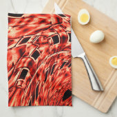 サンゴに赤い色に映し出された曲がった正方形 キッチンタオル (四つ折り)