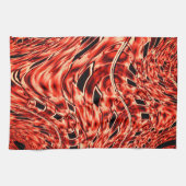 サンゴに赤い色に映し出された曲がった正方形 キッチンタオル (横)