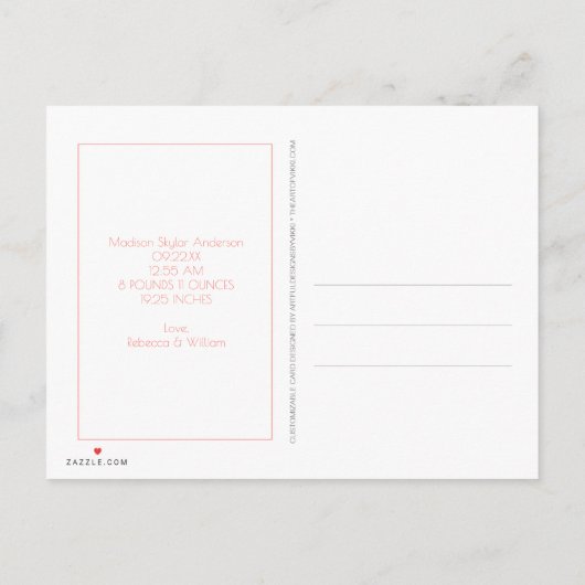 サンゴのグラデーション3写真コラージュ神と家族 案内ポストカード (裏面)