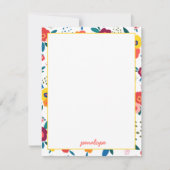 サンゴのケシ花柄パーソナライズされた ノートカード (正面)